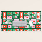 Christmas postage stamp pattern Desk Mat Gallery Image 1