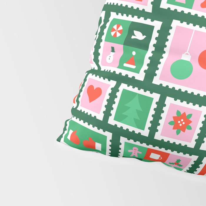 Christmas postage stamp pattern Pillow Sham Gallery Image 4