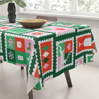 Christmas postage stamp pattern Tablecloth Gallery Image 3