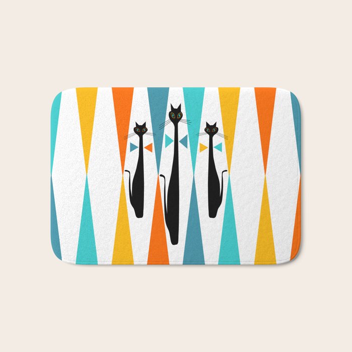 MidCentury Modern Art 10 Jester Cats Bath Mat Gallery Image 1
