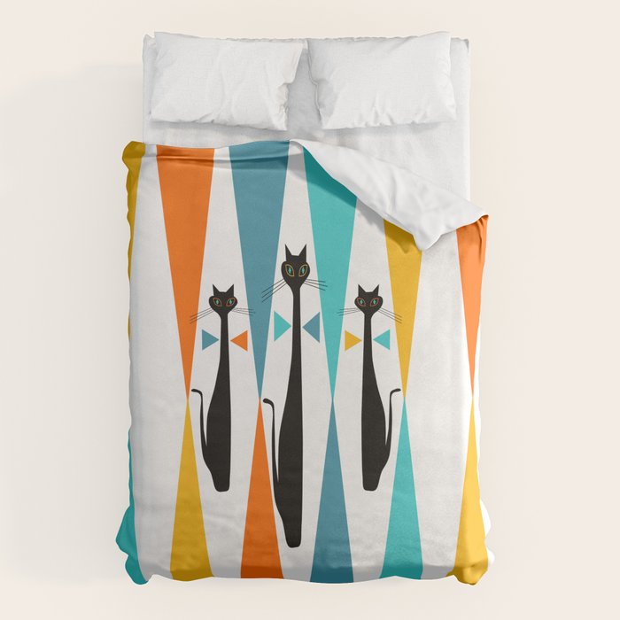 MidCentury Modern Art 10 Jester Cats Duvet Cover Gallery Image 1