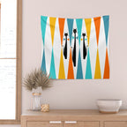 MidCentury Modern Art 10 Jester Cats Wall Tapestry Gallery Image 2