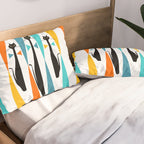 MidCentury Modern Art 10 Jester Cats Pillow Sham Gallery Image 2