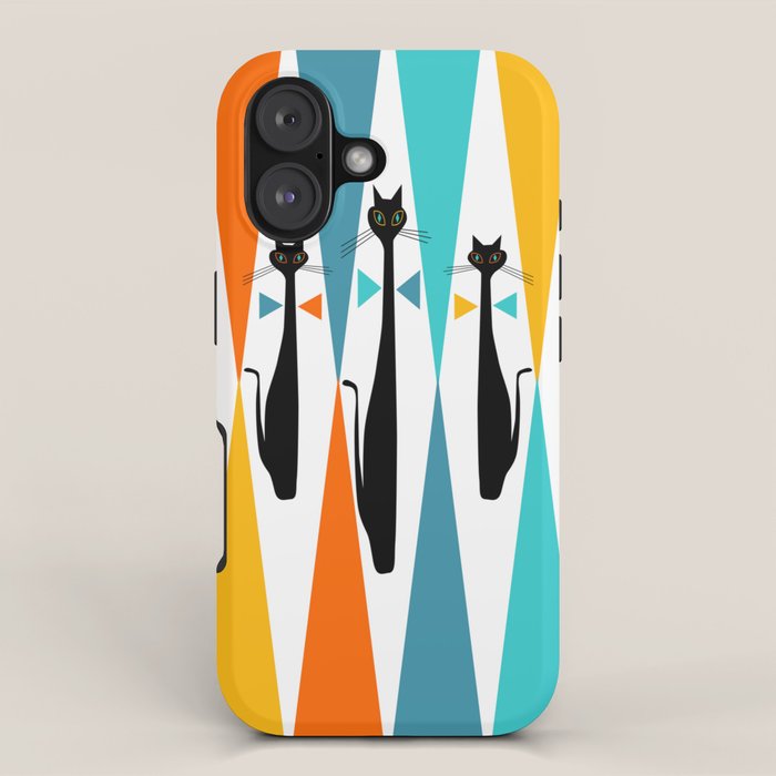 MidCentury Modern Art 10 Jester Cats iPhone Case Gallery Image 1