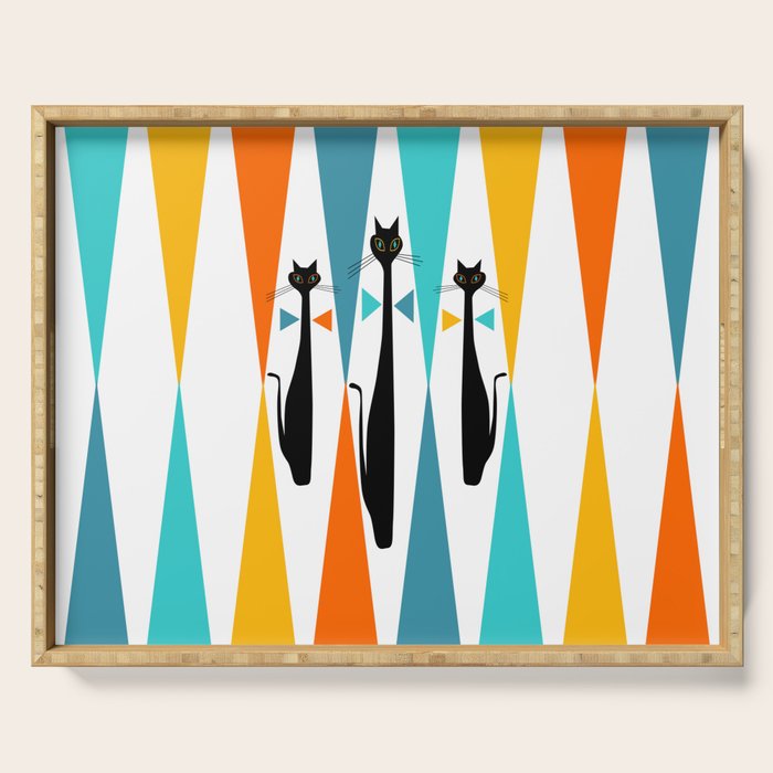 MidCentury Modern Art 10 Jester Cats Serving Tray Gallery Image 1