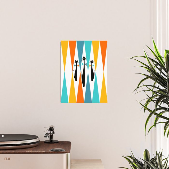 MidCentury Modern Art 10 Jester Cats Poster Gallery Image 2