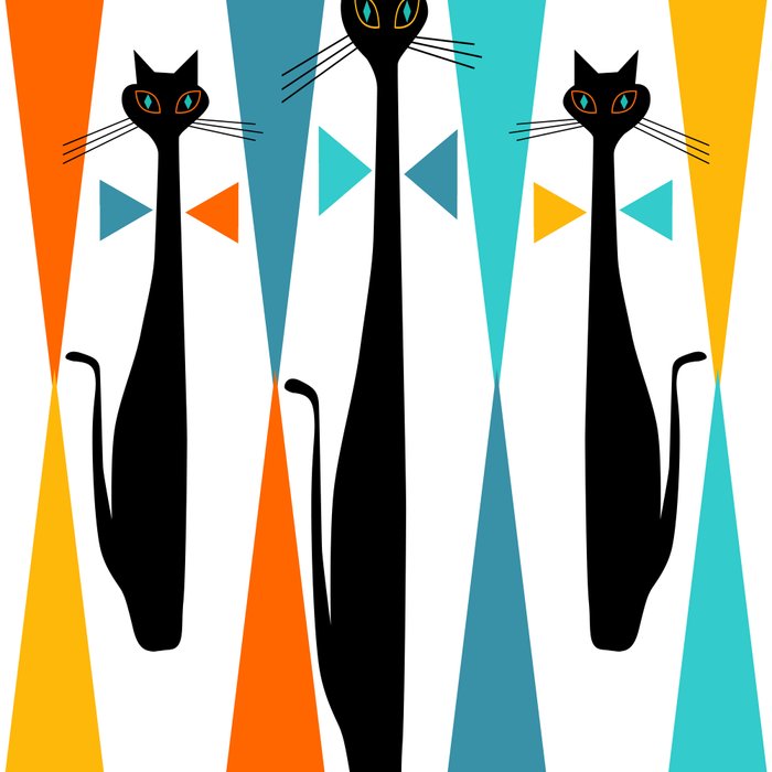 MidCentury Modern Art 10 Jester Cats Coffee Mug Gallery Image 2