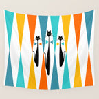MidCentury Modern Art 10 Jester Cats Wall Tapestry Gallery Image 4