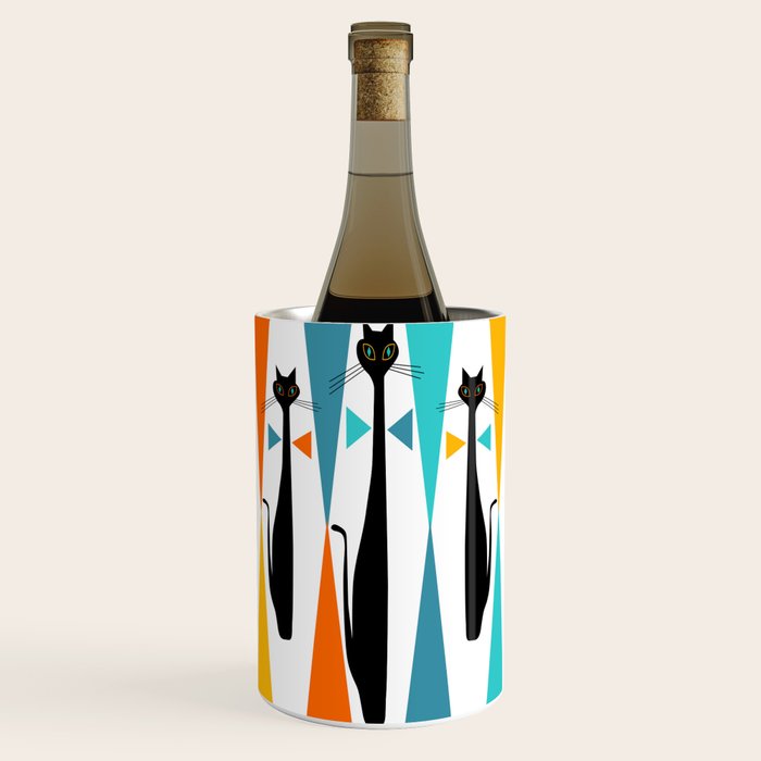 MidCentury Modern Art 10 Jester Cats Wine Chiller Gallery Image 1
