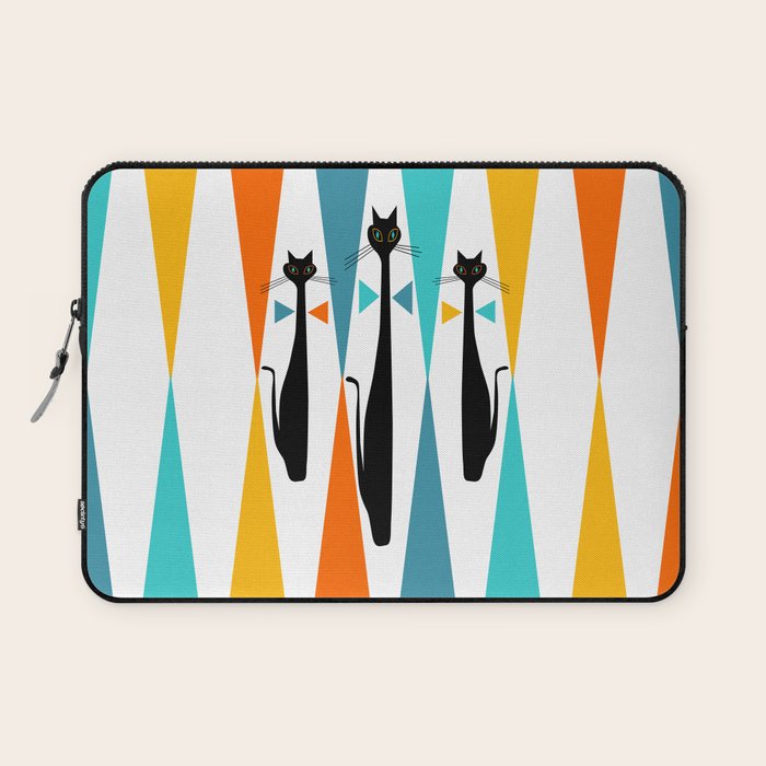 MidCentury Modern Art 10 Jester Cats Laptop Sleeve Gallery Image 1