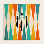 MidCentury Modern Art 10 Jester Cats Wood Wall Art Gallery Image 1