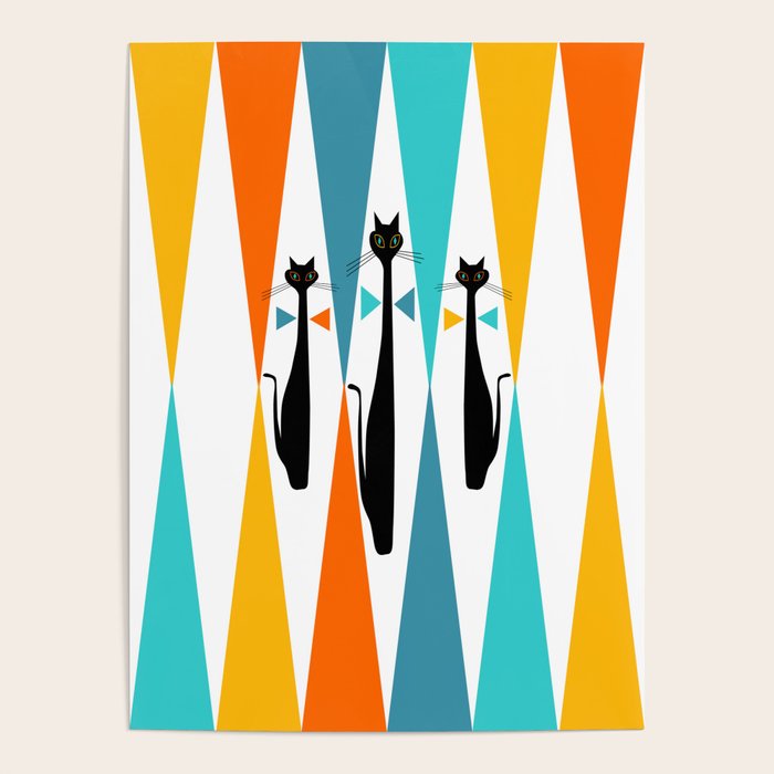 MidCentury Modern Art 10 Jester Cats Poster Gallery Image 4