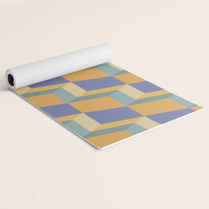 Cuboid Geometric Abstract Shapes Pattern XV Yoga Mat Gallery Image 2