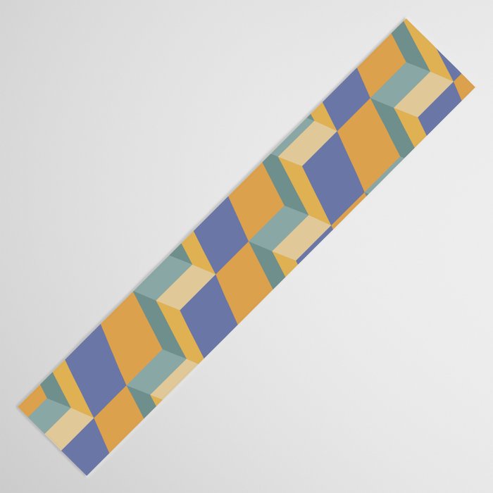 Cuboid Geometric Abstract Shapes Pattern XV Table Runner Gallery Image 3