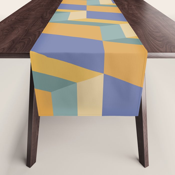 Cuboid Geometric Abstract Shapes Pattern XV Table Runner Gallery Image 1