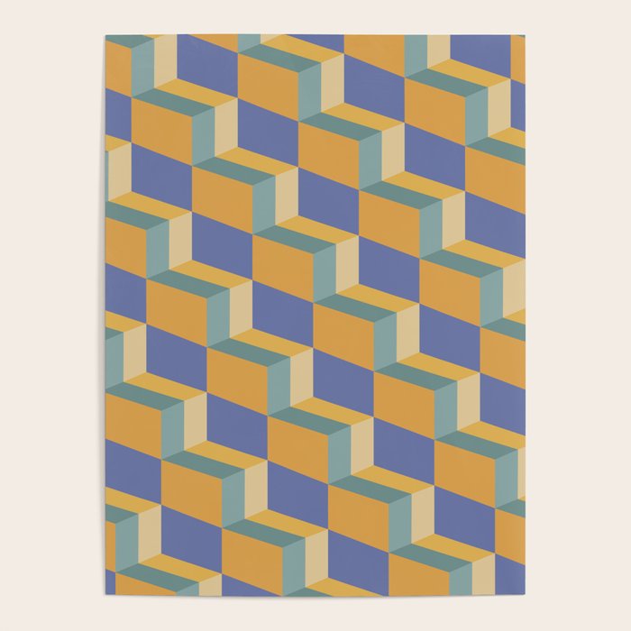Cuboid Geometric Abstract Shapes Pattern XV Poster Gallery Image 4