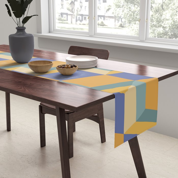 Cuboid Geometric Abstract Shapes Pattern XV Table Runner Gallery Image 2