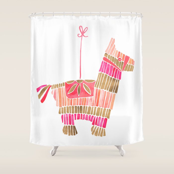 Mexican Donkey PinÌata - Pink & Rose Gold Palette Shower Curtain Gallery Image 1