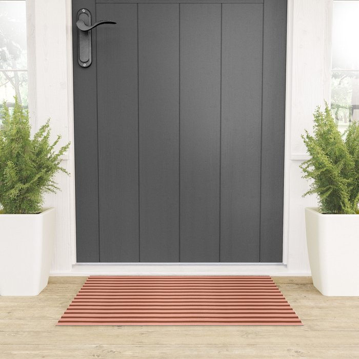Bold Lines Maroon Welcome Mat Gallery Image 3
