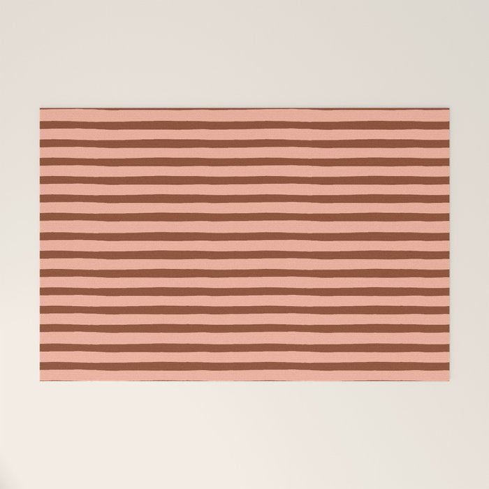 Bold Lines Maroon Welcome Mat Gallery Image 1