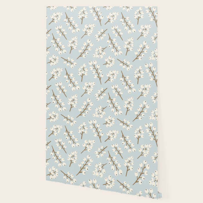Berries and Branches - Light Blue Wallpaper Gallery Image 2
