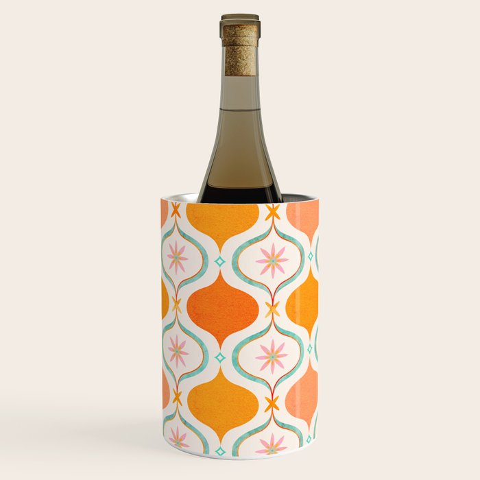 Orange Mid Century Tile Pattern Wine Chiller Gallery Image 3