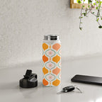 Orange Mid Century Tile Pattern Water Bottle Gallery Image 4