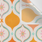 Orange Mid Century Tile Pattern Wall Tapestry Gallery Image 3