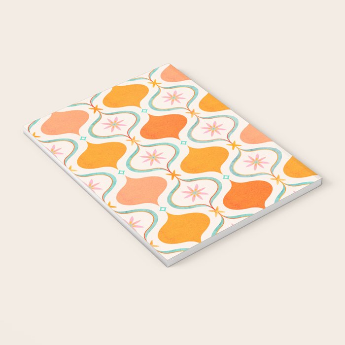 Orange Mid Century Tile Pattern Notebook Gallery Image 3