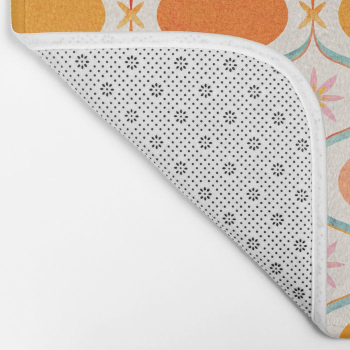 Orange Mid Century Tile Pattern Bath Mat Gallery Image 2
