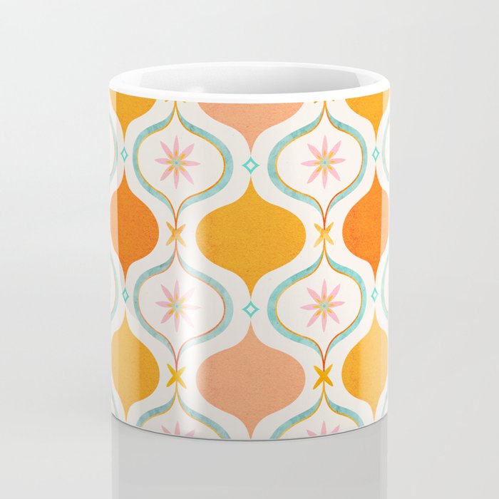 Orange Mid Century Tile Pattern Coffee Mug Gallery Image 4