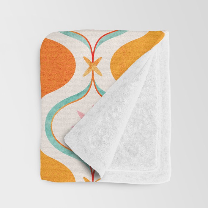 Orange Mid Century Tile Pattern Throw Blanket Gallery Image 3