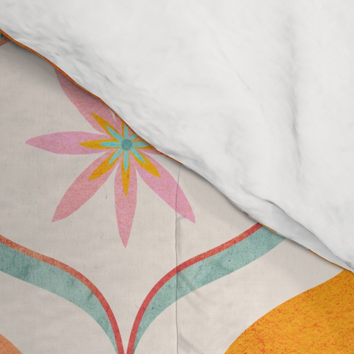 Orange Mid Century Tile Pattern Comforter Gallery Image 4