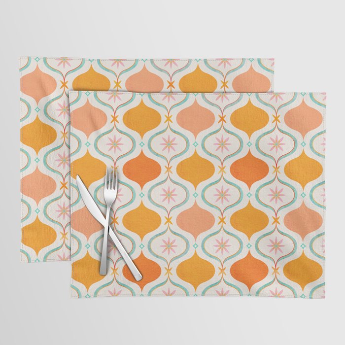 Orange Mid Century Tile Pattern Placemat Gallery Image 1