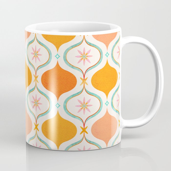 Orange Mid Century Tile Pattern Coffee Mug Gallery Image 1