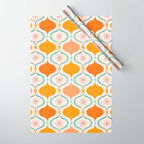 Orange Mid Century Tile Pattern Wrapping Paper Gallery Image 1