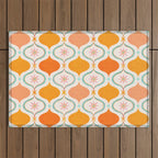 Orange Mid Century Tile Pattern Outdoor Rug Gallery Image 1
