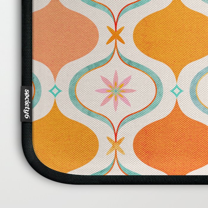 Orange Mid Century Tile Pattern Laptop Sleeve Gallery Image 3