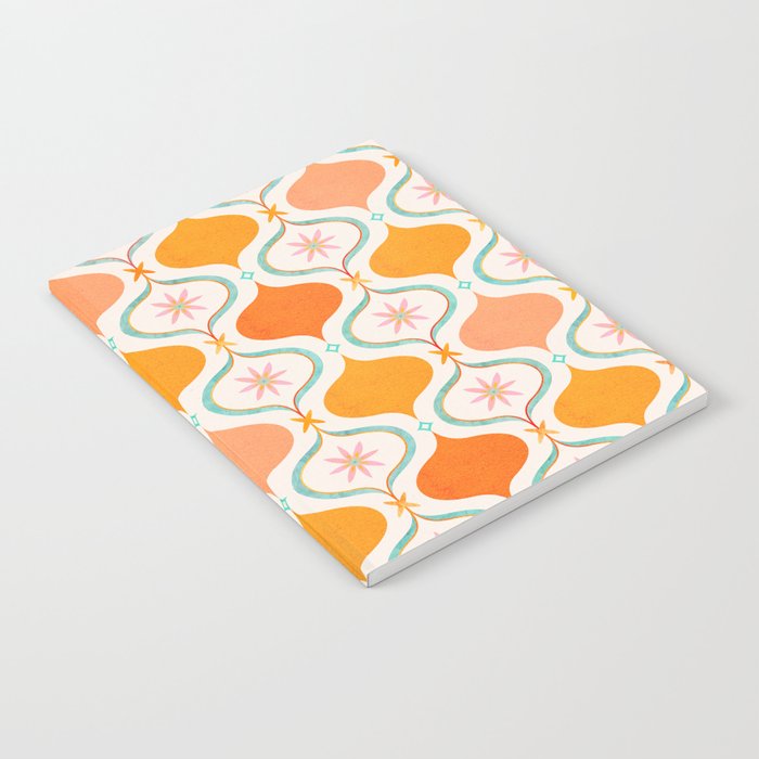 Orange Mid Century Tile Pattern Notebook Gallery Image 2