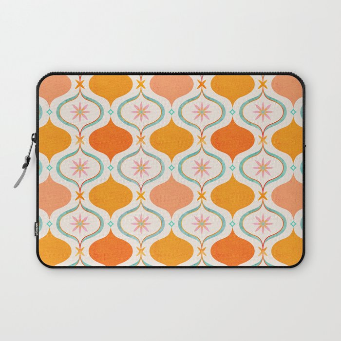 Orange Mid Century Tile Pattern Laptop Sleeve Gallery Image 1