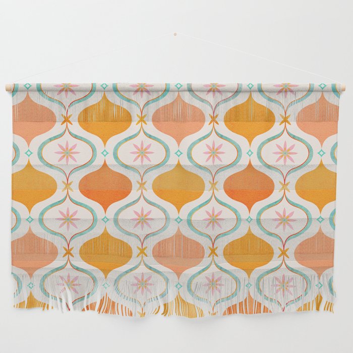 Orange Mid Century Tile Pattern Wall Hanging Gallery Image 1