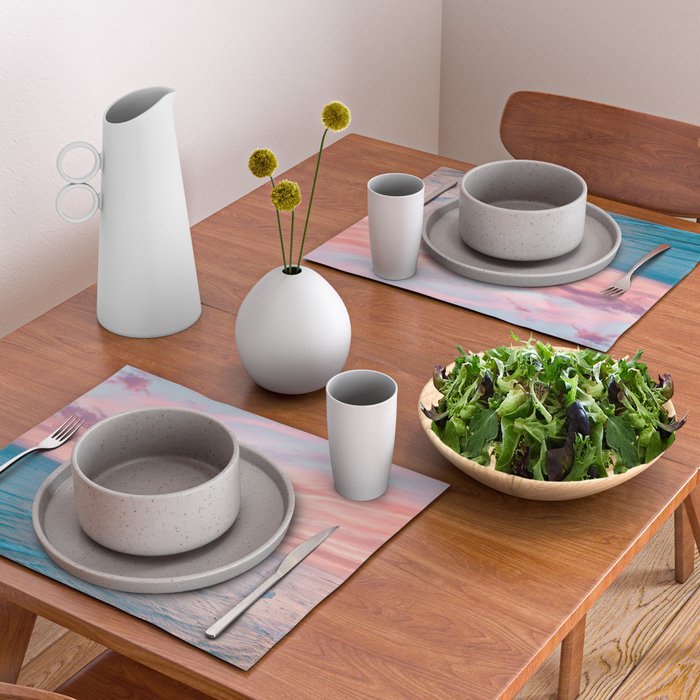 Pink Cotton Candy Ocean Sunset Placemat Gallery Image 2