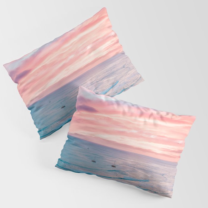 Pink Cotton Candy Ocean Sunset Pillow Sham Gallery Image 1