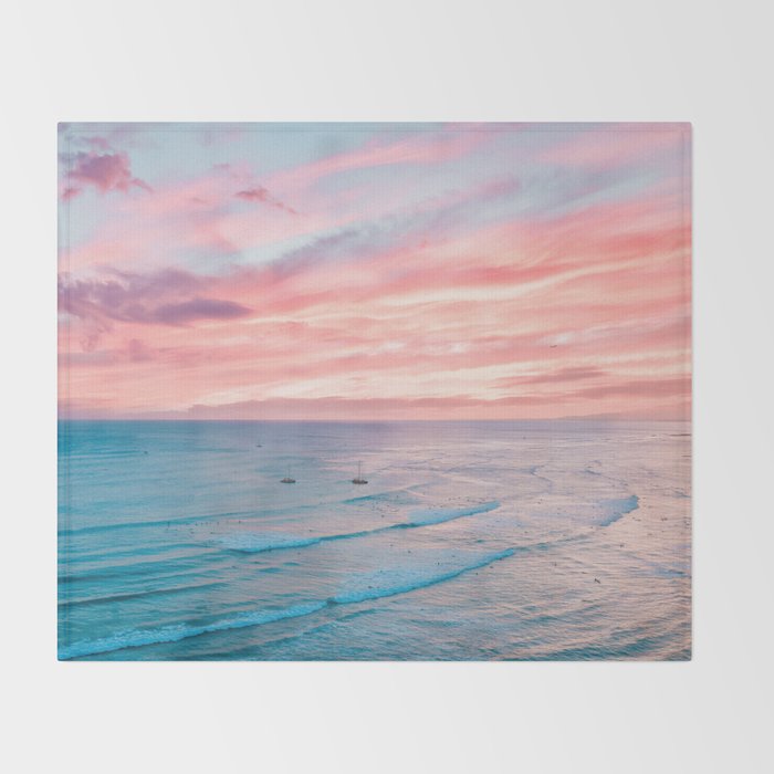 Pink Cotton Candy Ocean Sunset Throw Blanket Gallery Image 2