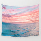 Pink Cotton Candy Ocean Sunset Wall Tapestry Gallery Image 4
