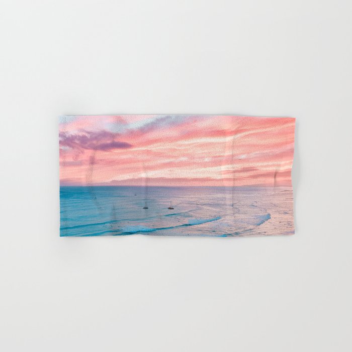 Pink Cotton Candy Ocean Sunset Bath Towel Gallery Image 1