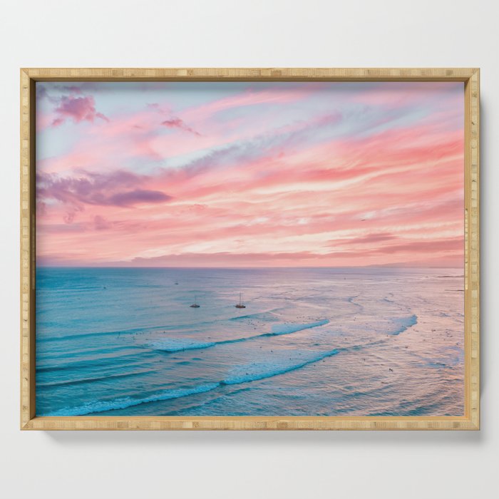 Pink Cotton Candy Ocean Sunset Serving Tray Gallery Image 1