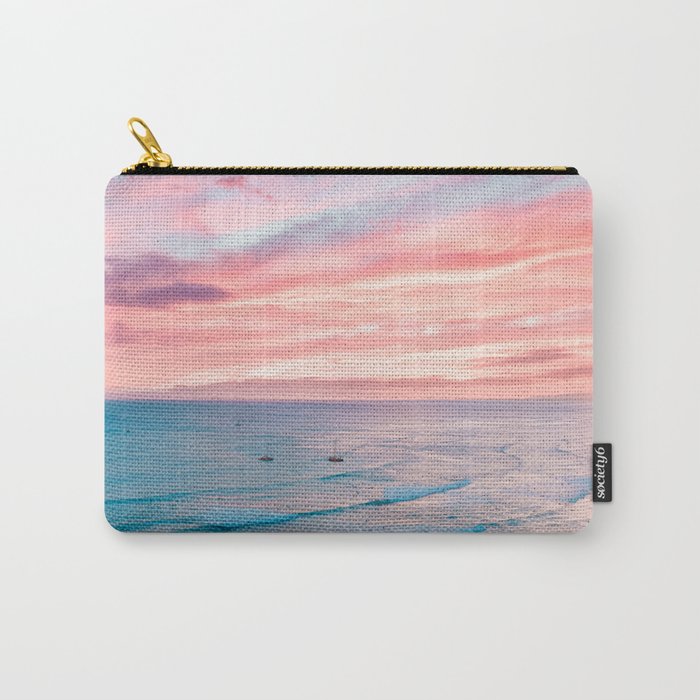 Pink Cotton Candy Ocean Sunset Carry All Pouch Gallery Image 1