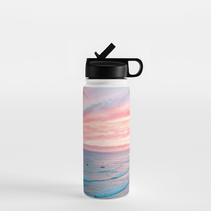 Pink Cotton Candy Ocean Sunset Water Bottle Gallery Image 1
