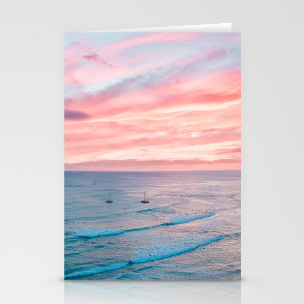 Pink Cotton Candy Ocean Sunset Stationery Card Gallery Image 2